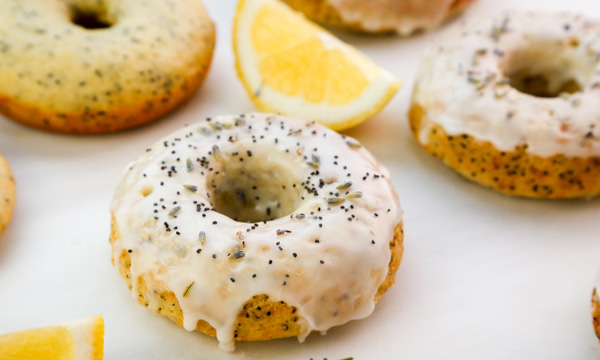 Lemon Poppyseed Doughnuts with Almond Icing