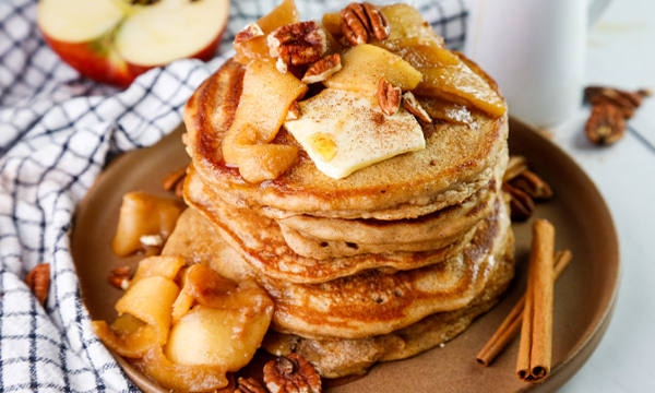 Butternut Squash Pancakes with Cinnamon Apple Compote