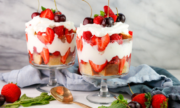 Red and White Berry Trifle with Salted Mascarpone Whipped Cream
