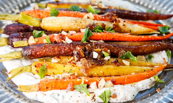 Roasted Carrots with Lemon-Mint Yogurt Sauce