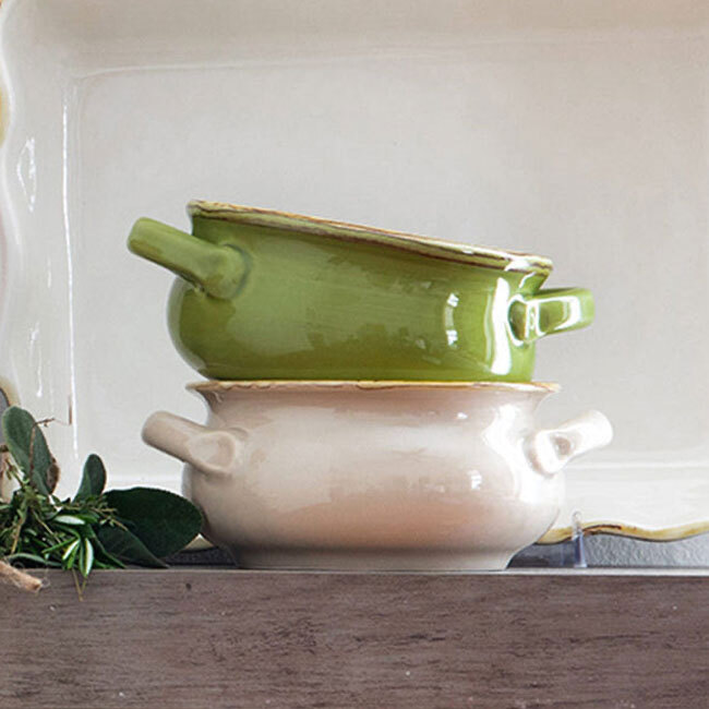 Vietri Italian Bakers Small Handled Round Baker | Green