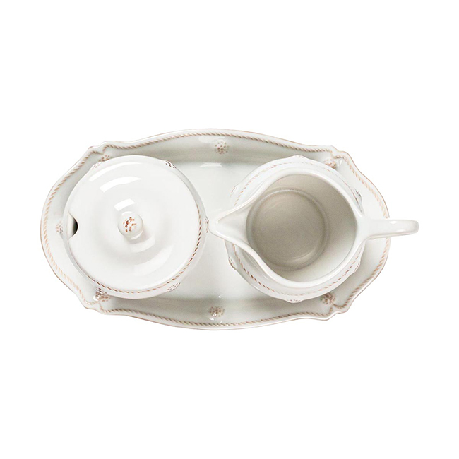 Juliska Berry & Thread 3-Piece Cream & Sugar Set | Whitewash - Top view