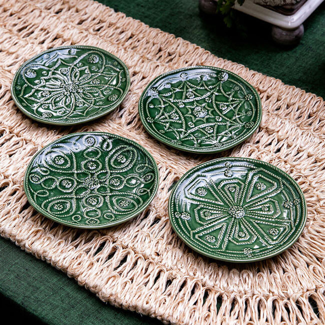 Juliska Jardins du Monde Side/Cocktail Plate Assorted Set/4 | Basil