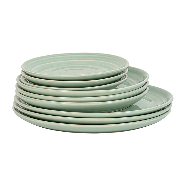 Juliska Bilbao Dinner Plate | Sage with other plates