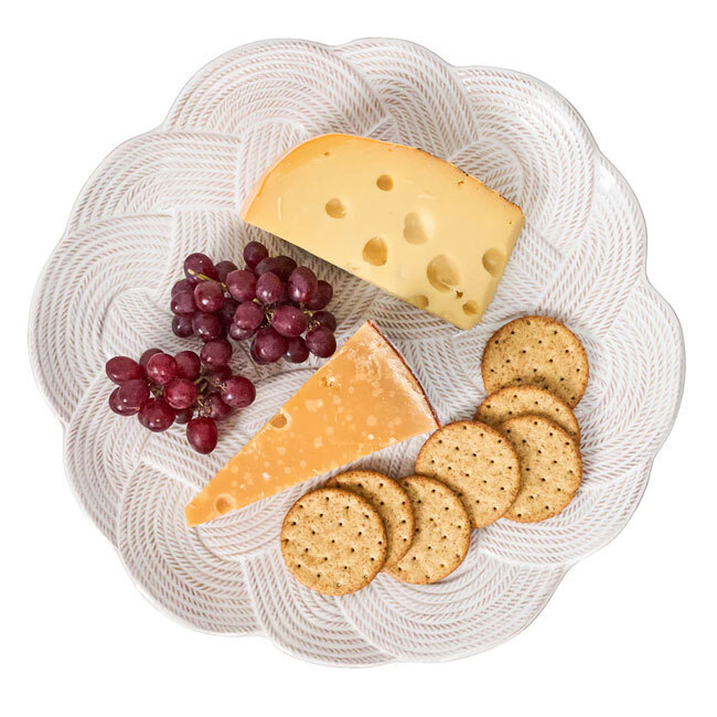 Juliska Le Panier Mystic Knot Charger/Platter | Whitewash with food