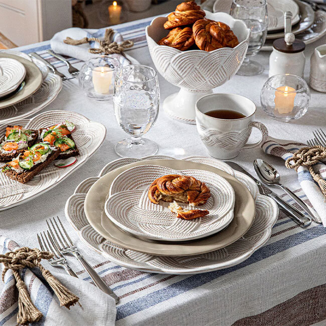 Juliska Le Panier Mystic Knot Charger/Platter | Whitewash in place setting