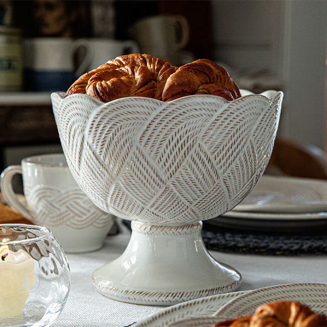 Juliska Le Panier Mystic Knot Footed Bowl | Whitewash in use