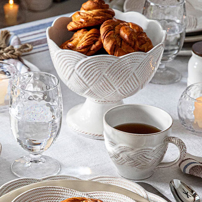 Juliska Le Panier Mystic Knot Footed Bowl | Whitewash on table
