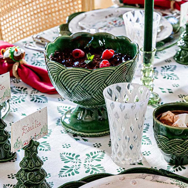 Juliska Le Panier Mystic Knot Footed Bowl | Basil on table