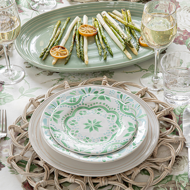 Juliska Iberian Side/Cocktail Plate | Sage in place setting