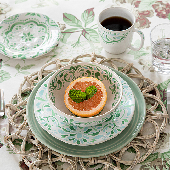 Juliska Iberian Cereal/Ice Cream Bowl | Sage - place setting