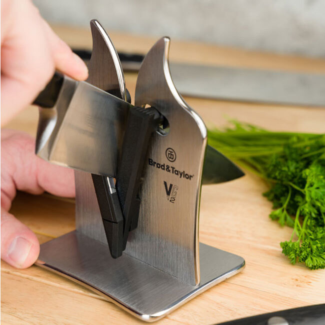 Brød & Taylor Professional VG2 Knife Sharpener in use