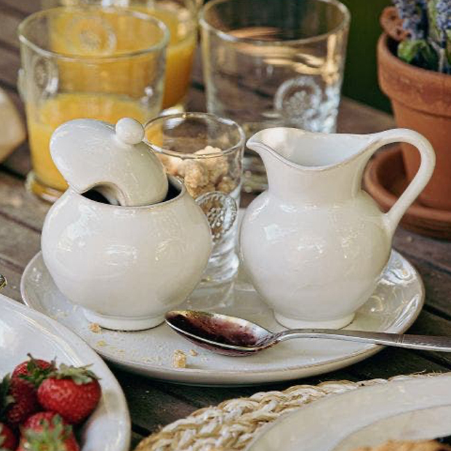 Juliska Puro Whitewash Sugar Bowl Set with Creamer