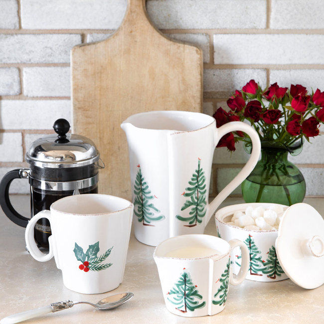 Vietri Lastra Holiday Pitcher with other Lastra Holiday items