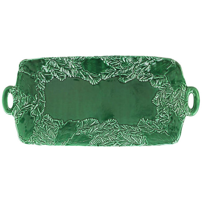 Product Vietri Lastra Holiday Green Figural Handled Rectangular Platter
