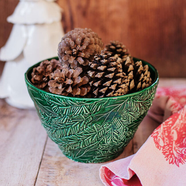 Vietri Lastra Holiday Green Figural Small Deep Bowl