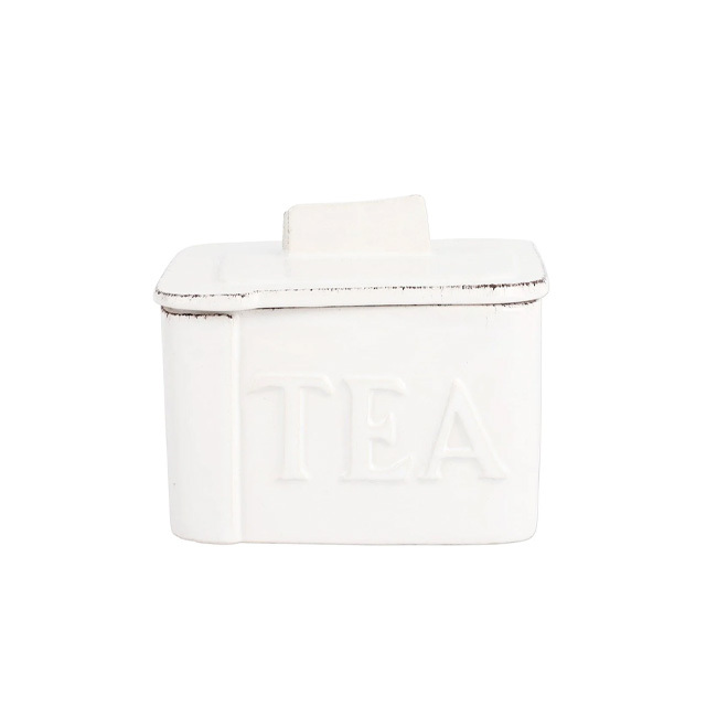 Vietri Lastra White Tea Canister - front