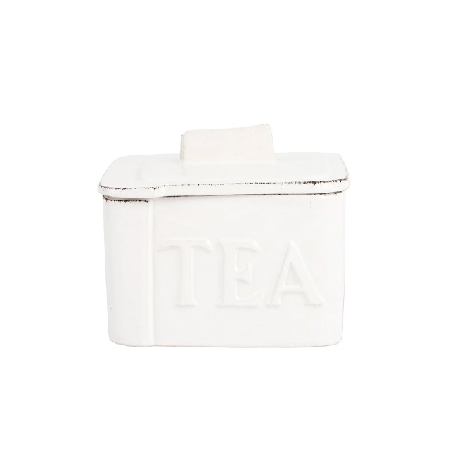 Product Vietri Lastra White Tea Canister - front