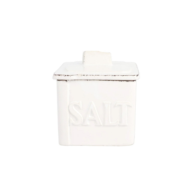 Vietri Lastra White Salt Cellar - front