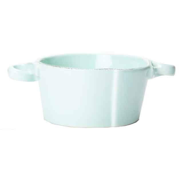 Vietri Lastra Small Handled Bowl - Aqua