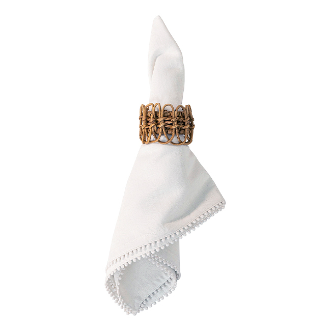 Juliska Berry Trim Napkin | White with napkin ring