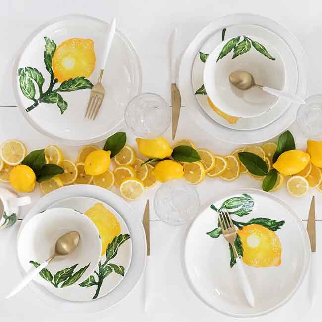 Vietri Limoni Salad Plate Table Setting