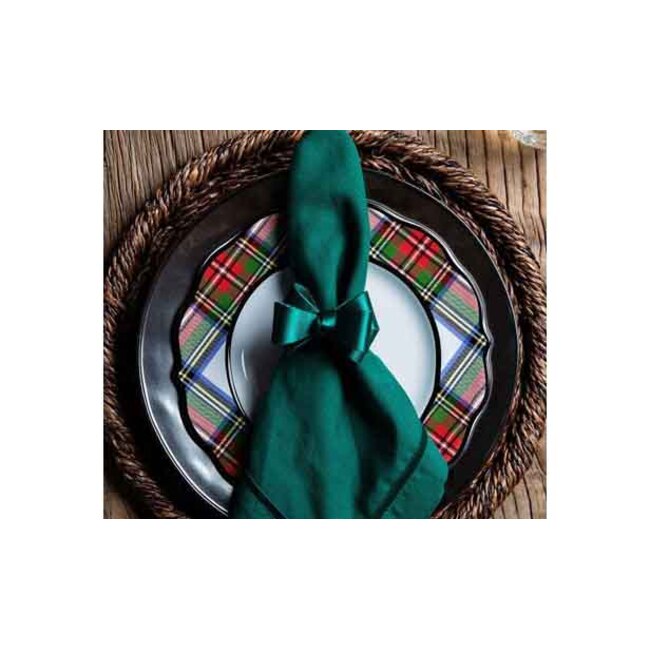 Tuxedo Evergreen Napkin Ring w/ Green Napkin