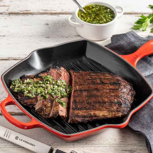 Le Creuset Signature 10.25 Cast Iron Square Skillet Grill - Cerise