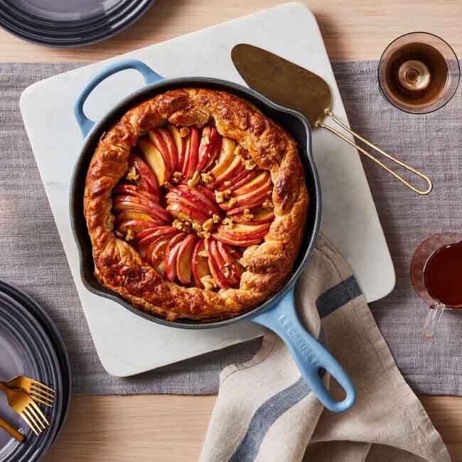 Le Creuset Signature 11.75 Inch Cast Iron Round Skillet Top View with Food