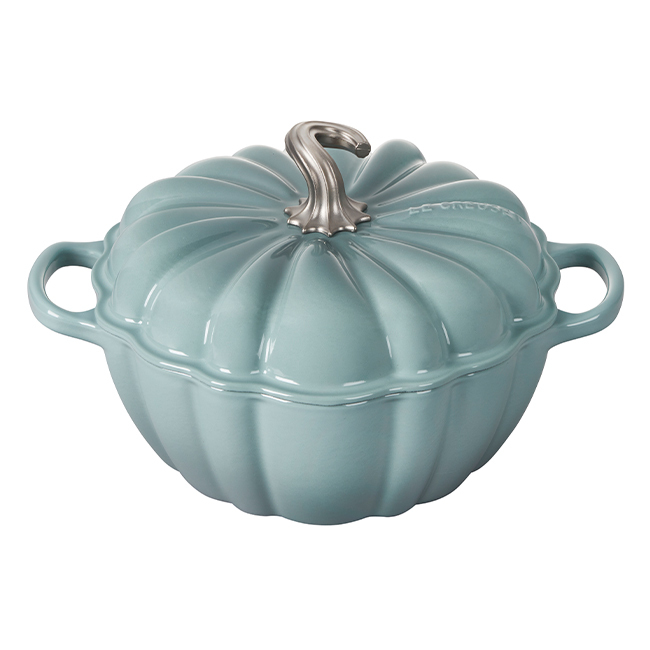 Le Creuset 4 Qt. Cast Iron Cocotte Figural Pumpkin Cocotte with Figural Knob | Sea Salt