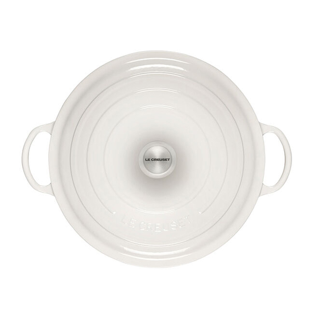 Le Creuset Signature 7.5 Qt Round Chef’s Oven | White - top