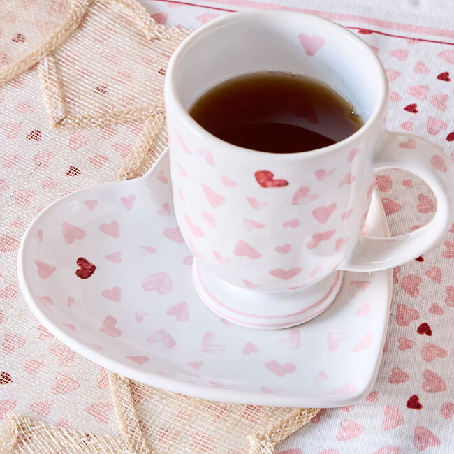 Juliska Love You More 7” Hostess Tray | Pink with mug