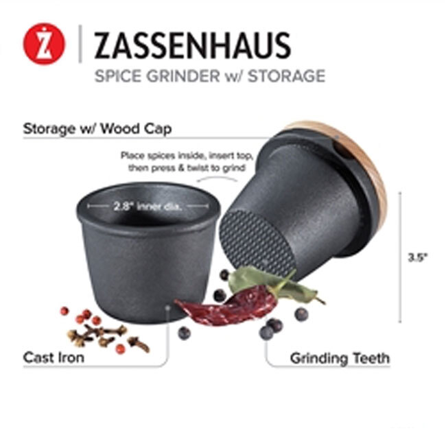 Frieling Zassenhaus Spice Grinder/Grater | Cast Iron with Beech Wood Lid
