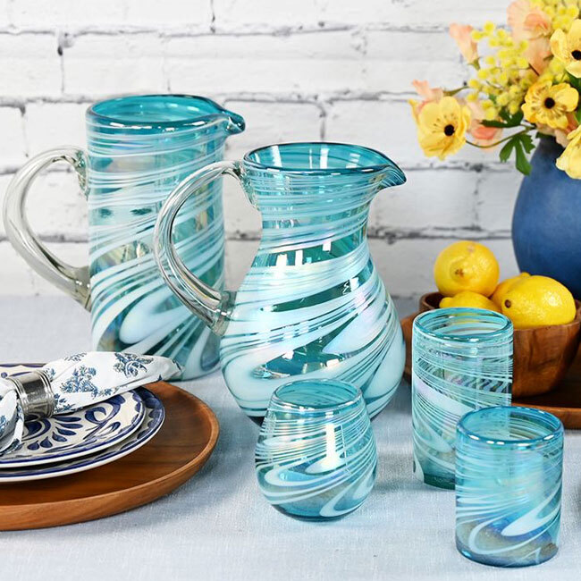 Pacific Merchants Aqua Swirl Tumbler with collection