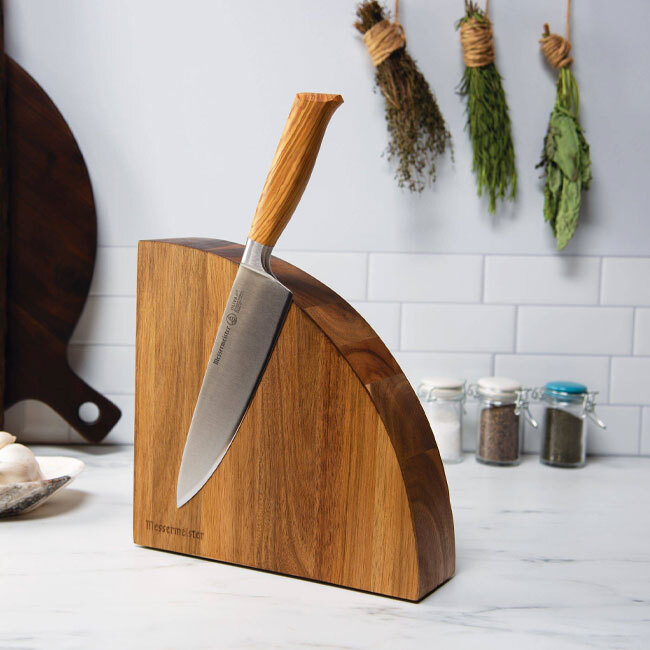 Messermeister Wood Quarter Round Magnetic Knife Block
