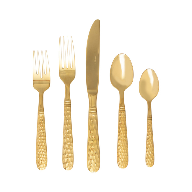 Vietri Martellato Gold 5-Piece Flatware Place Setting