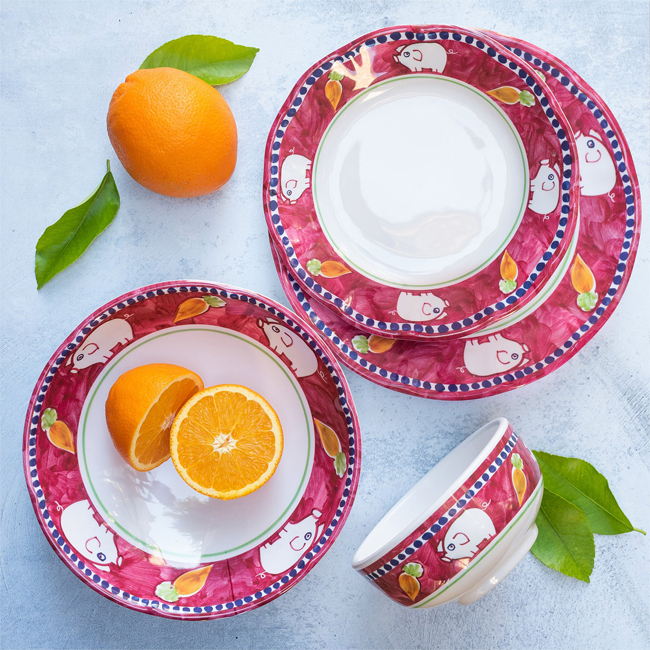 Vietri Campagna Melamine Cereal Bowl | Porco - place setting