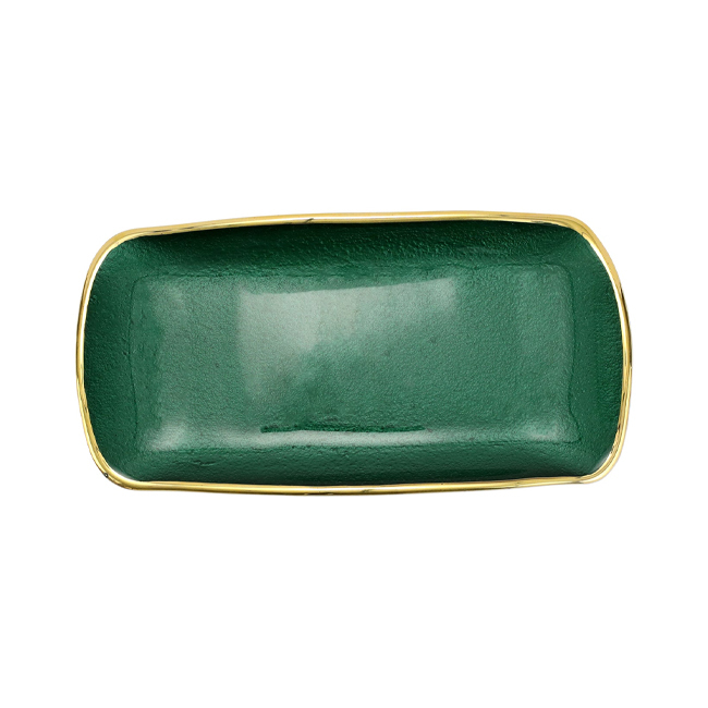 Vietri Metallic Glass Emerald Rectangular Tray