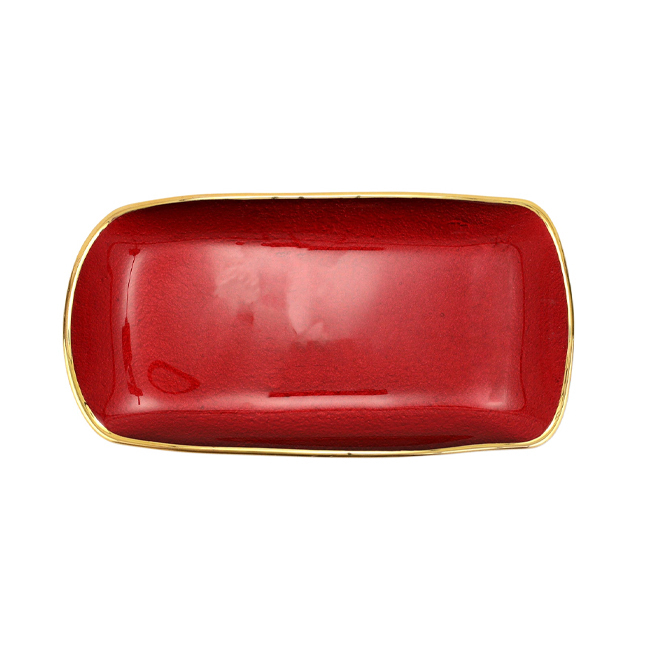 Vietri Metallic Glass Ruby Rectangular Tray