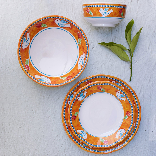 Vietri Campagna Melamine Salad Plate | Uccello place setting