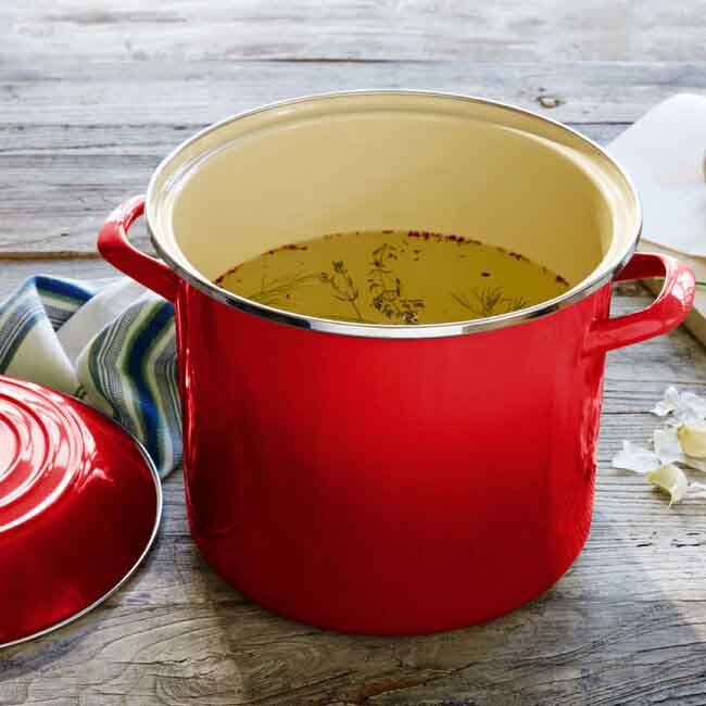 Buy the Le Creuset Enamel On Steel Metal Stock Pot 8 Qt Red