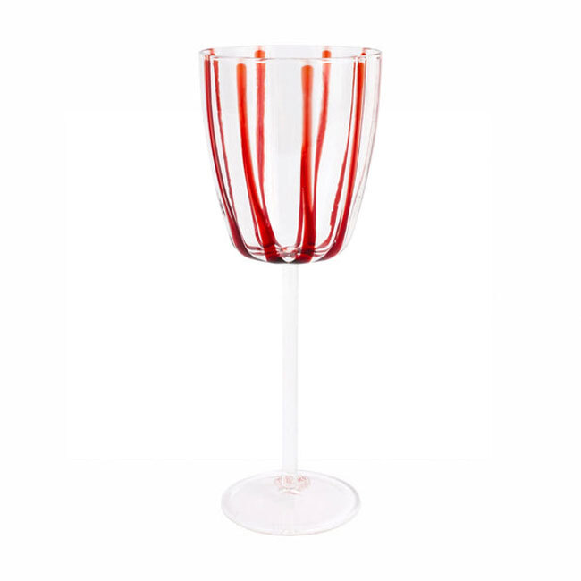 Vietri Nuovo Stripe Wine Glass | Red