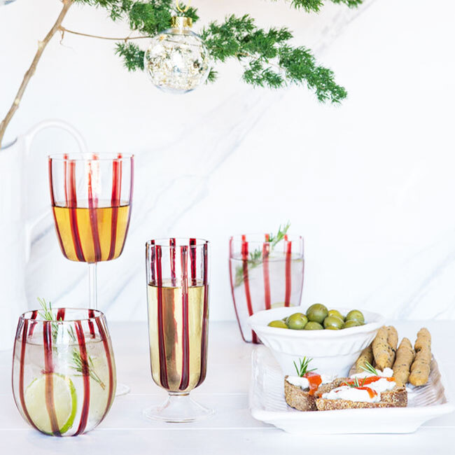 Vietri Nuovo Stripe Wine Glass | Red Collection