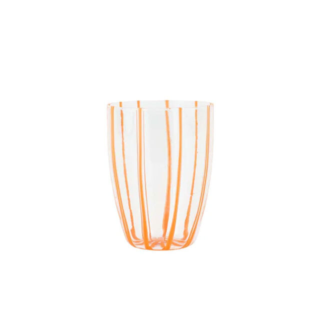 Vietri Nuovo Stripe Tall Tumbler Glass | Orange