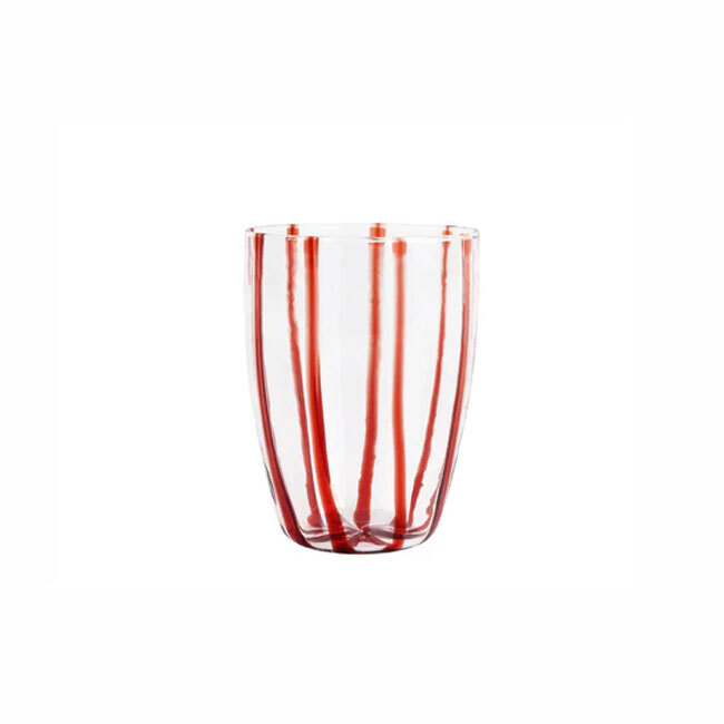 Vietri Nuovo Stripe Tall Tumbler Glass | Red