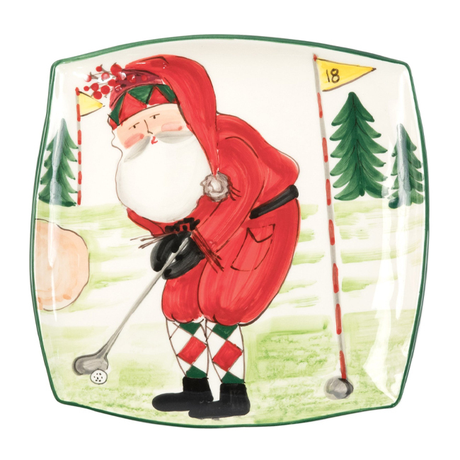 Vietri Old St. Nick Square Platter - Golfing