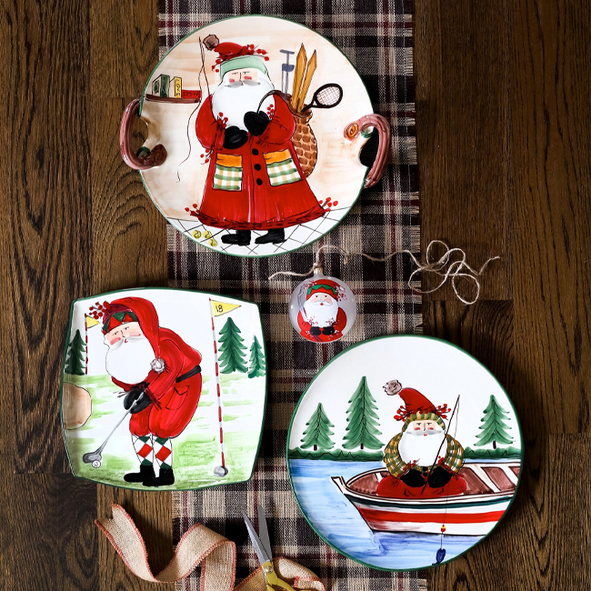 Vietri Old St. Nick Square Platter - Golfing