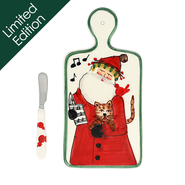 Vietri Old St. Nick 2023 Limited Edition Small Cheese Board with Spreader