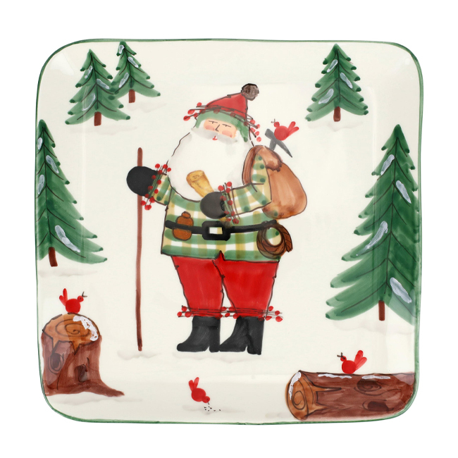 Vietri Old St. Nick Square Platter with Hiker