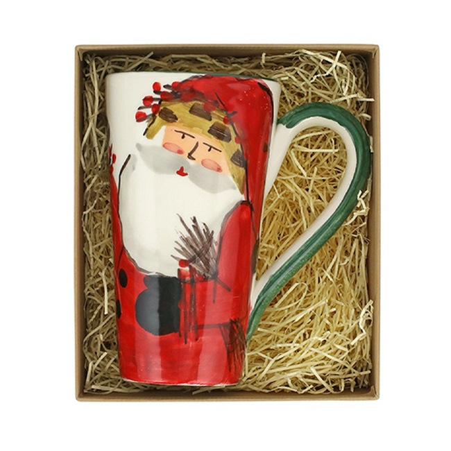 Vietri Old St. Nick Latte Mug with Bird Nest	in gift box